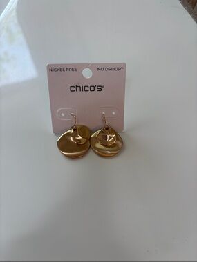Chico's Shiny Layered Round Drop Earrings in Gold